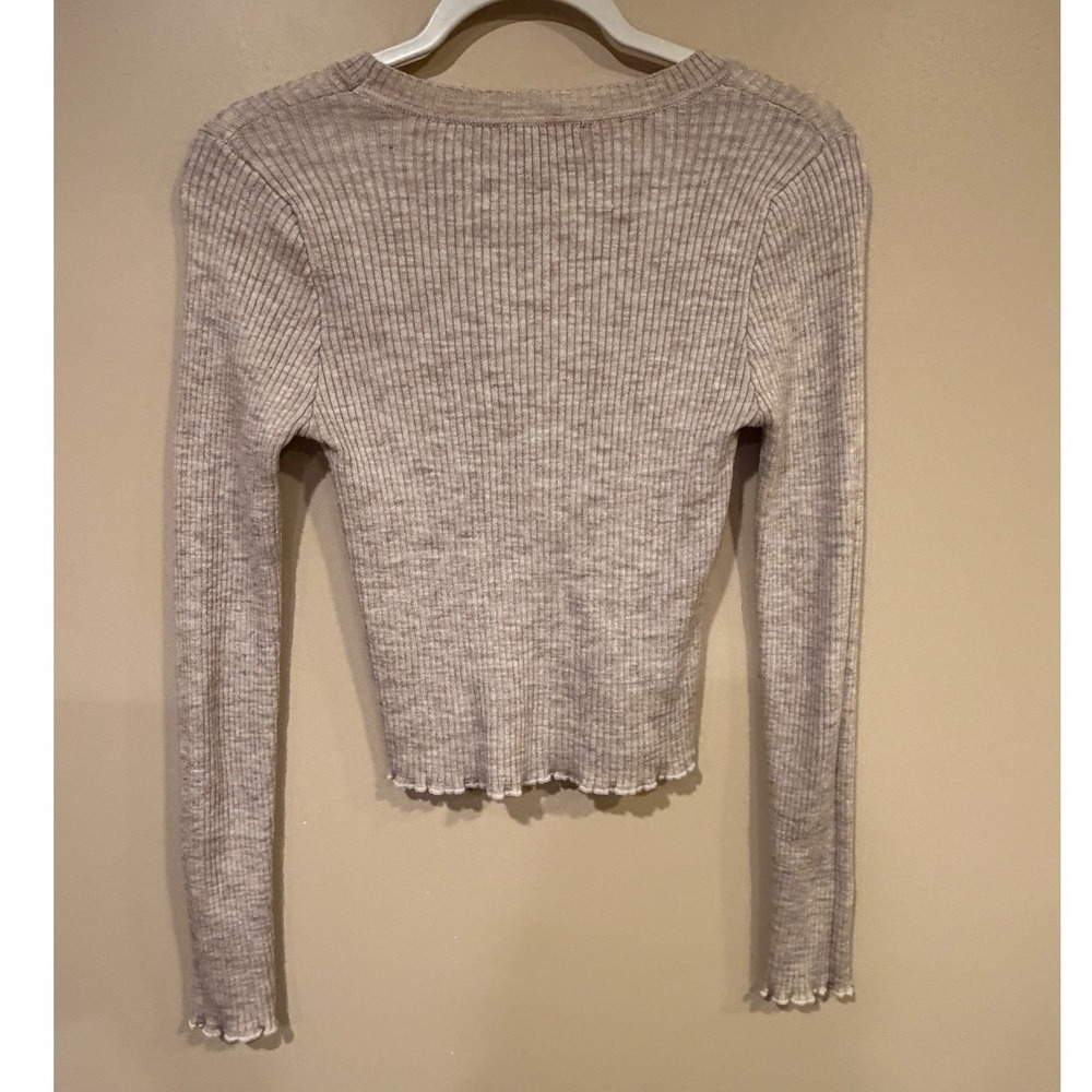 Forever 21 Women Crop Top Beige Large Ribbed Coquette Minimalist Basics Y2k - Picture 5 of 5